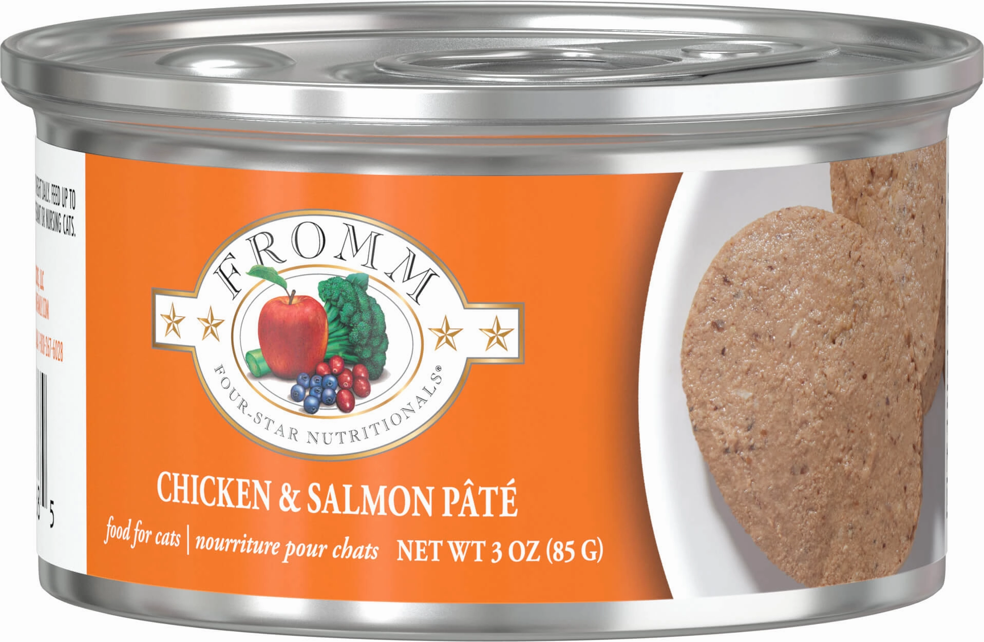 Fromm Wet Cat Food Four-Star Pt Chicken & Salmon 3oz Can Single grain free wet cat food,senior cat wet food,cat pt