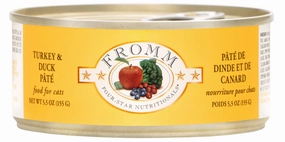 Fromm Wet Cat Food Four-Star Pt Turkey & Duck 5.5oz Can Single grain free wet cat food,senior cat wet food,cat pt
