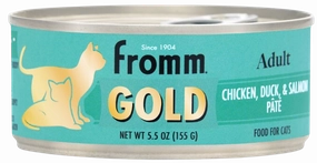 Fromm Wet Cat Food Gold Adult Chicken, Duck & Salmon Pate 5.5oz Can Single grain free wet cat food,senior cat wet food,cat pt