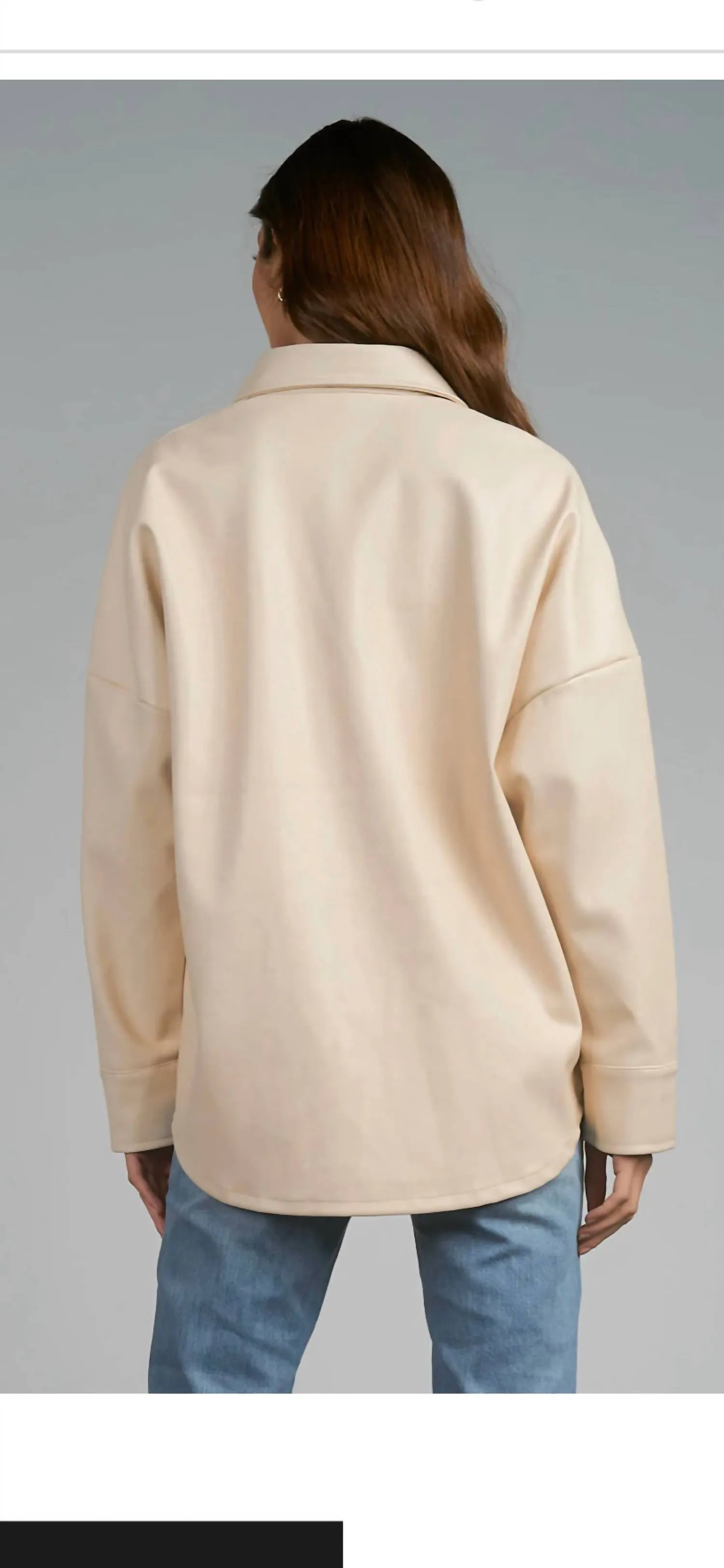 Frost Faux Leather Shacket In Beige