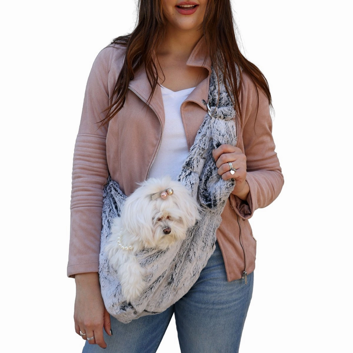 Fur Baby Adjustable Sling Dog Carrier Frosted Night dog bowtie leather collar dog charm dog party wear dog scarf set