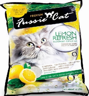 Fussie Cat Lemon Refresh Scoopable Bentonite Cat Litter 10L clumping cat litter,natural cat litter,dust free cat litter