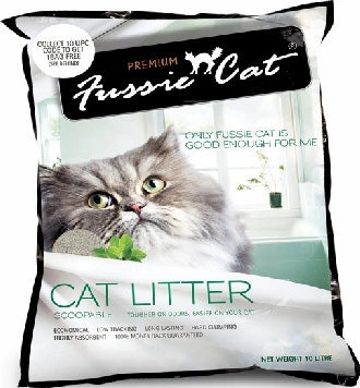 Fussie Cat Unscented Scoopable Bentonite Cat Litter 10L clumping cat litter,natural cat litter,dust free cat litter