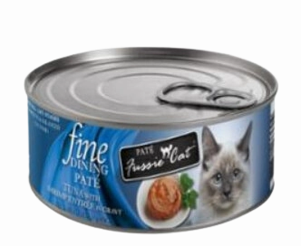 Fussie Cat Wet Cat Food Fine Dining Pt - Tuna with Shrimp Entre in Gravy 2.82oz Can Single grain free wet cat food,senior cat wet food,cat pt