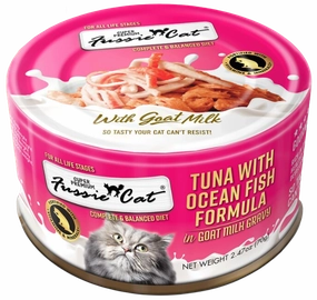 Fussie Cat Wet Cat Food Goat Milk Formula - Tuna & Ocean Fish  2.4oz Can Single grain free wet cat food,senior cat wet food,cat pt