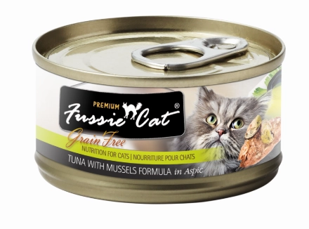 Fussie Cat Wet Cat Food Grain Free Premium Tuna with Mussels Formula in Aspic grain free wet cat food,senior cat wet food,cat pt