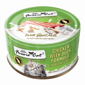 Fussie Cat Wet Cat Food Grain Free Super Premium Chicken with Duck Formula in Goat Milk Gravy 2.47oz Can Single grain free wet cat food,senior cat wet food,cat pt