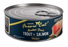 Fussie Cat Wet Cat Food Market Fresh Trout & Salmon Recipe 5.5oz Can Single grain free wet cat food,senior cat wet food,cat pt