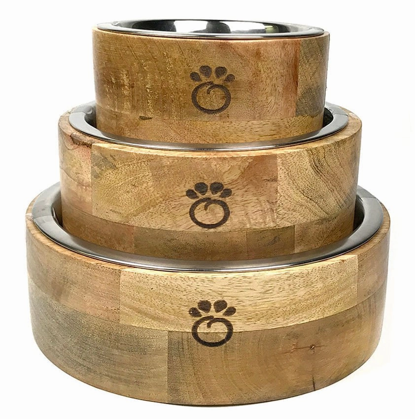GF Pet Mango Wood Bowl cat food bowl,cat feeder,elevated cat dish