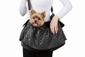 Gigi Sling Carrier- Quilted Black dog travel crate,airline approved dog carrier,dog transport bag