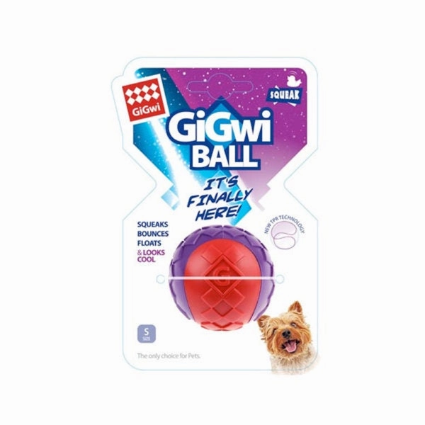 GiGwi Ball Red/Purple Squeaker Solid (Small) durable dog toy,rope chew toy,interactive dog toy