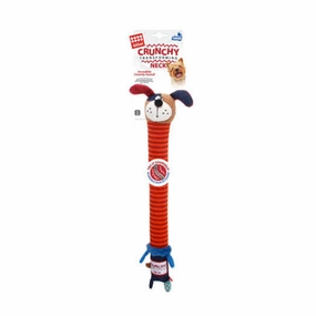 Gigwi Crunchy Neck Plush Friendz Dog with Bone & Squeaker  Small durable dog toy,rope chew toy,interactive dog toy
