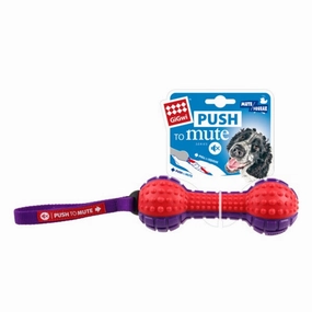 GiGwi Dumbell Push To Mute Transparent  Red/Purple durable dog toy,rope chew toy,interactive dog toy