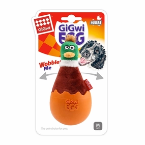 Gigwi Egg Wobble Fun Brown Duck (M) durable dog toy,rope chew toy,interactive dog toy