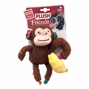 Gigwi Plush Friendz Monkey with Squeaker and Crinkle S/M durable dog toy,rope chew toy,interactive dog toy