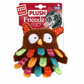 Gigwi Plush Friendz Owl durable dog toy,rope chew toy,interactive dog toy