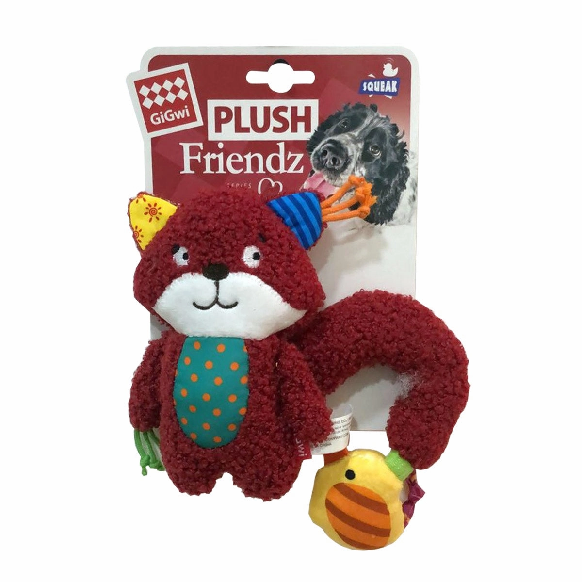 Gigwi Plush Friendz Squirrel with Squeaker and Crinkle S/M durable dog toy,rope chew toy,interactive dog toy