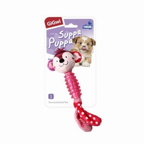 GiGwi Suppa Puppa Monkey with Squeaker inside  Plush/TPR (Small) durable dog toy,rope chew toy,interactive dog toy