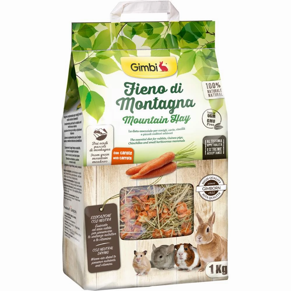 Gimbi Mountain Hay With Carrots For Small Animals 1kg parrot cage,small bird perch,exotic pet bird