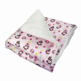 Girly Monkey Flannel Dog Blanket fleece dog blanket,soft dog throw,cozy pet blanket