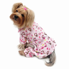 Girly Monkey Flannel Dog Pajamas dog underwear,dog diaper,pet undergarments