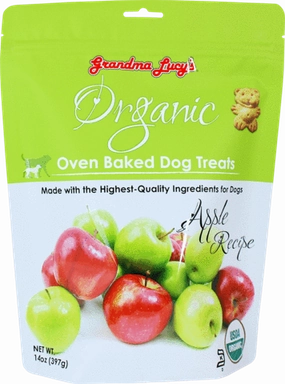 Grandma Lucy's Organic Oven Baked Treats - Apple 14oz Bag dog biscuit treats,crunchy dog snacks,dog cookies