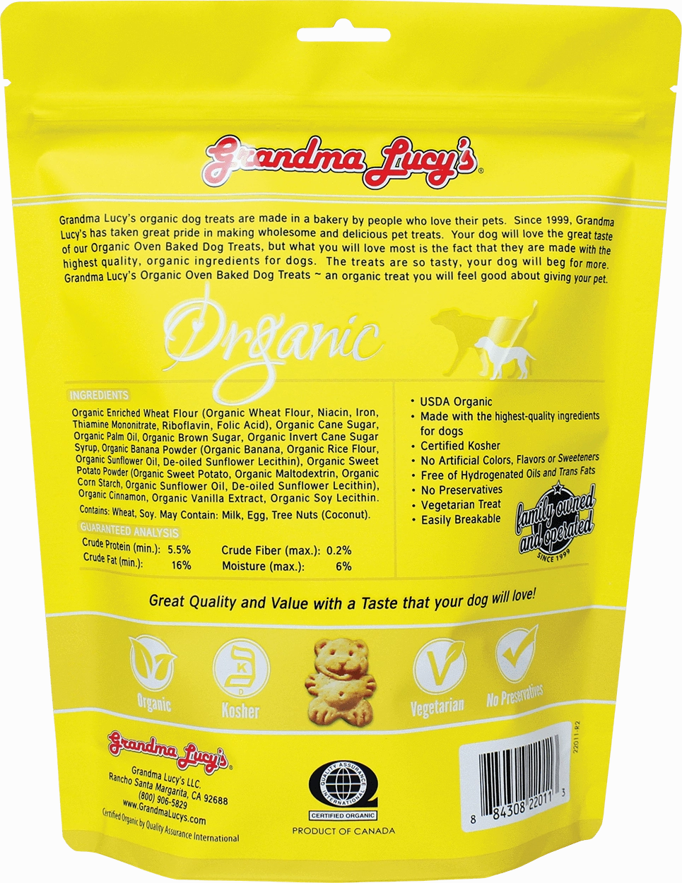 Grandma Lucy's Organic Oven Baked Treats - Banana & Sweet Potato 14oz Bag