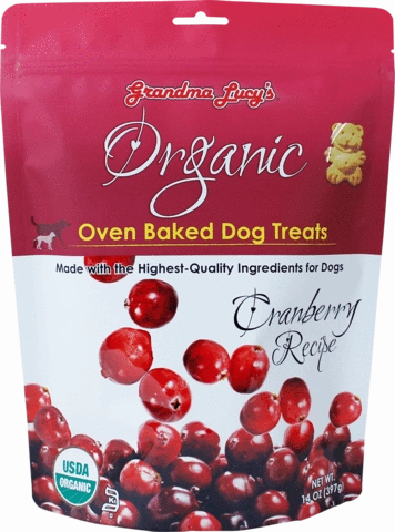Grandma Lucy's Organic Oven Baked Treats - Cranberry 14oz Bag dog biscuit treats,crunchy dog snacks,dog cookies
