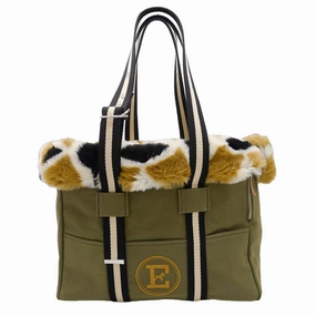 Green Bag And Fur Dog Carrier dog bowtie leather collar dog charm dog party wear dog scarf set