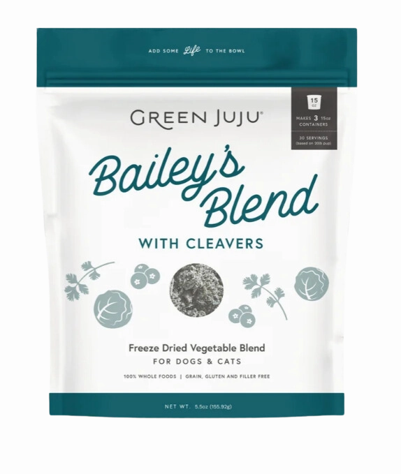 Green Juju Freeze-Dried Bailey's Blend with Cleavers puppy food,chew toy for puppies,small dog treats