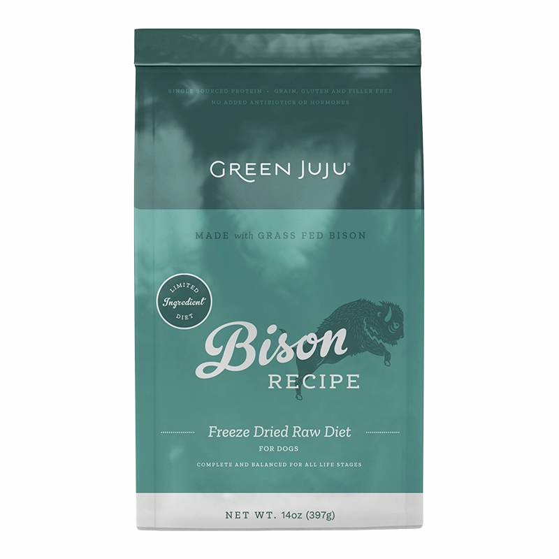 Green Juju Freeze-Dried Dog Food - Bison Recipe 14oz bag frozen pet food,frozen raw meals,dog frozen nuggets