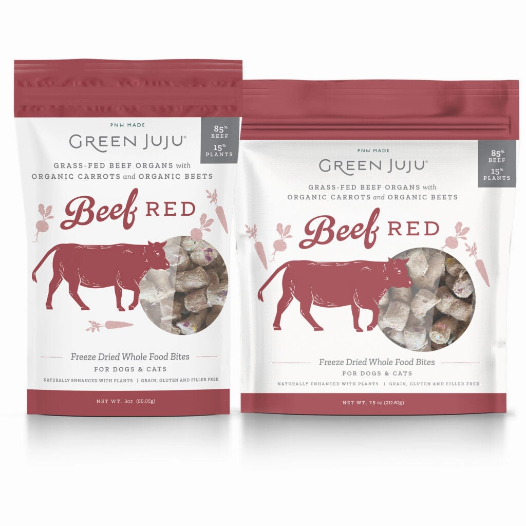 Green Juju Freeze-Dried Whole Food Bites - Beef Red puppy food,chew toy for puppies,small dog treats