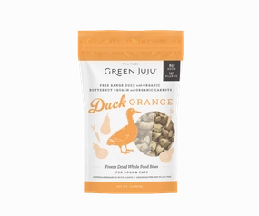 Green Juju Freeze-Dried Whole Food Bites - Duck Orange puppy food,chew toy for puppies,small dog treats
