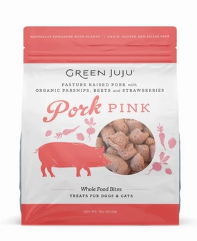 Green Juju Freeze-Dried Whole Food Bites - Pork Pink puppy food,chew toy for puppies,small dog treats