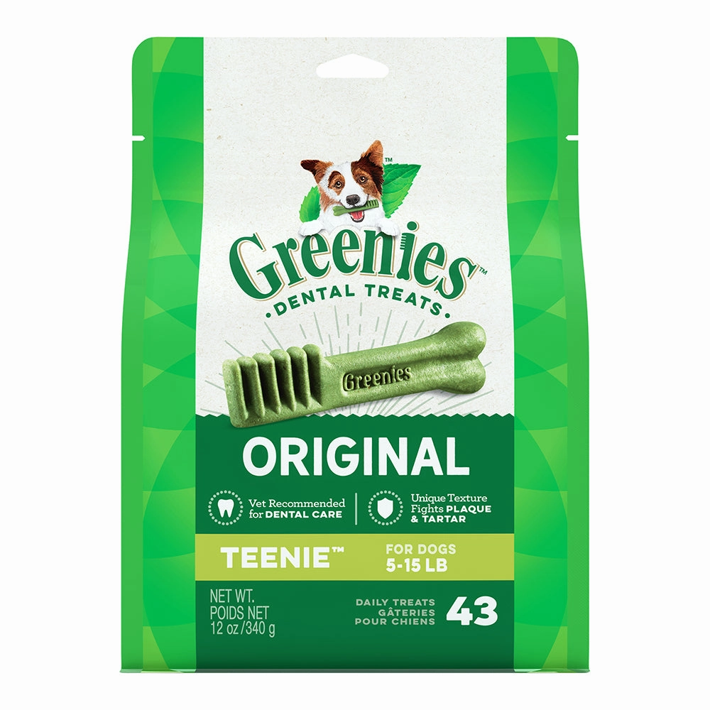 Greenies Dog Dental Chews Teenie 12oz - 43pcs dental dog chews,vet approved chews,teeth cleaning treats