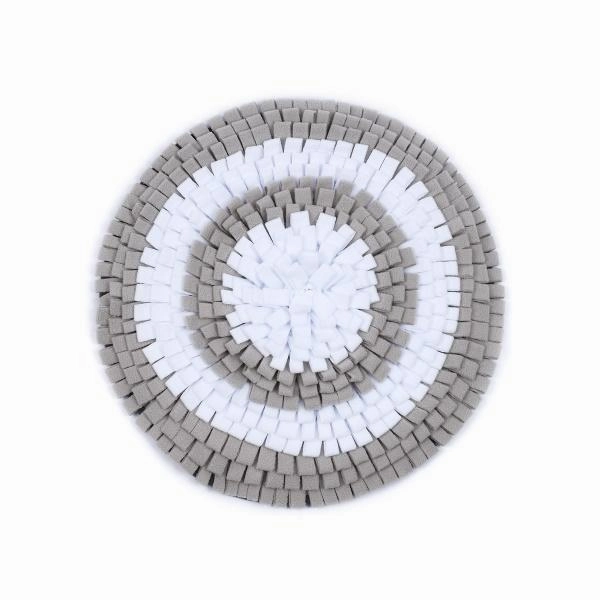 Grey & White round Snuffle Mat dog bowl,slow feeder,pet food dish