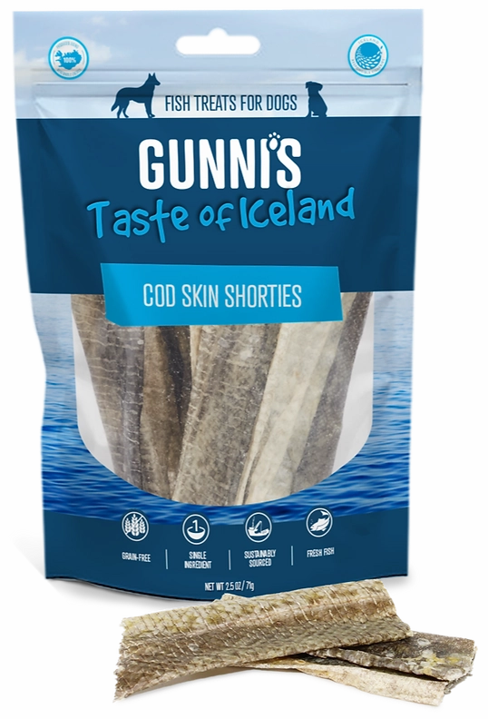 Gunni's Dog Treats Cod Skin Shorties 2.5oz bag pet id tag,personalized dog tag,engraved cat id