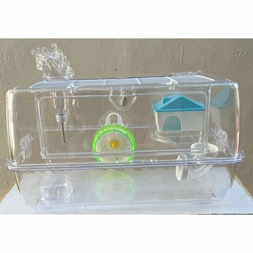 Hamster Transparent Cage 50cm x 32cm x 27cm (C90) bird nesting box,bird cage accessories,bird habitat