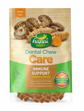 Happi Doggy Care Turmeric & Shiitake Immune Support Grain-Free Dental Dog Chews 150g dog dental kit,pet toothbrush,dog oral care