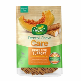 Happi Doggy Dental Chew Care Hard Chew Digestive Support Pumpkin & Mountain Yam Regular 150g dental dog chews,vet approved chews,teeth cleaning treats