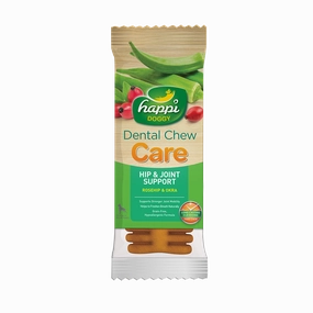 Happi Doggy Dental Chew Care Hard Chew Hip & Joint Support Rosehip & Okra Regular 25g dental dog chews,vet approved chews,teeth cleaning treats