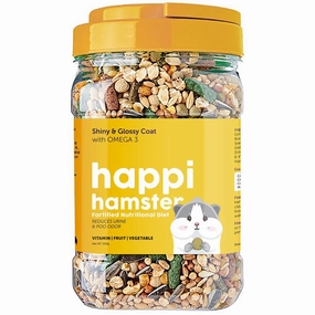 Happi Hamster Shiny & Glossy Coat Fortified Nutritional Diet 600g parrot cage,small bird perch,exotic pet bird
