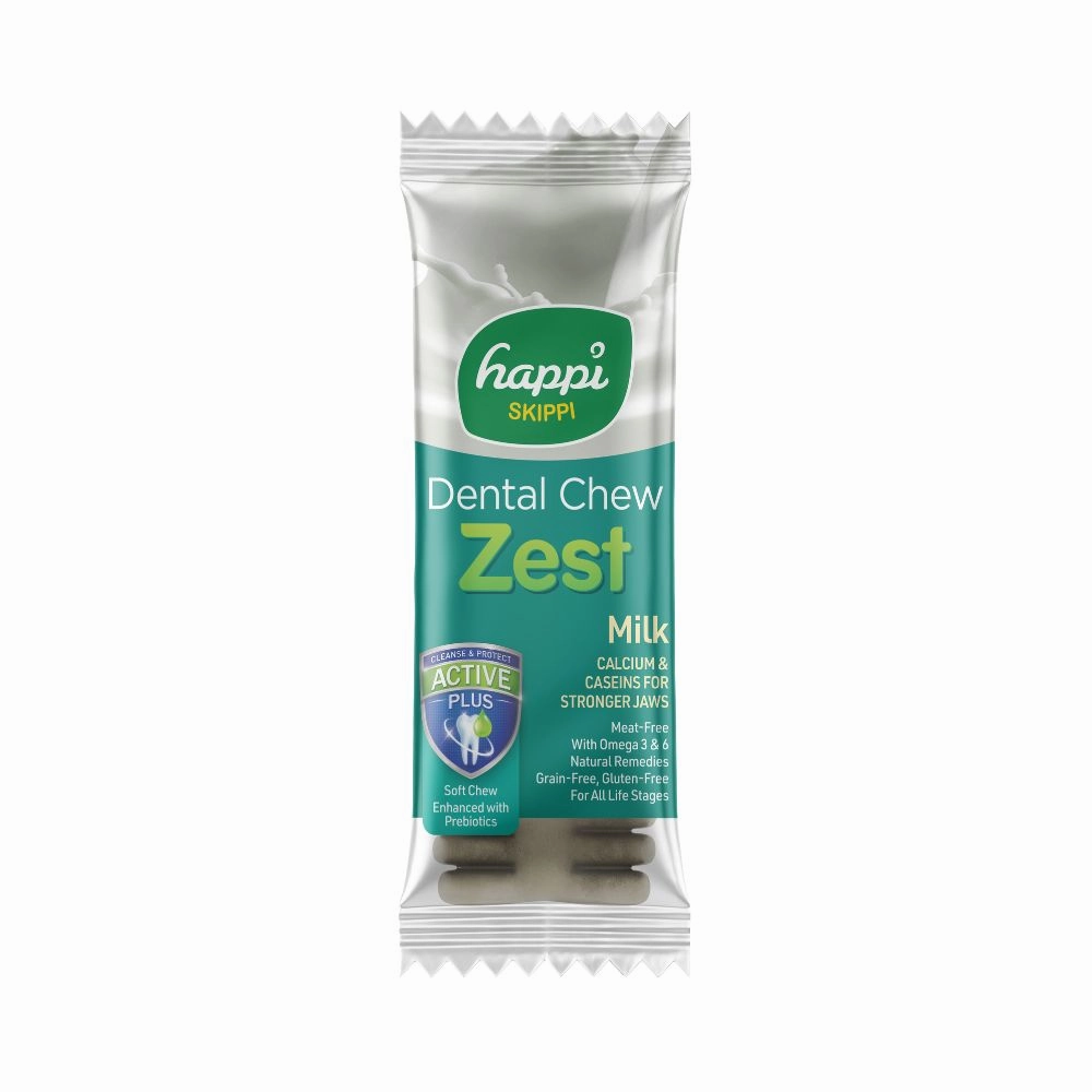 Happi Skippi Dental Chew Zest Milk Petite 25g dental dog chews,vet approved chews,teeth cleaning treats