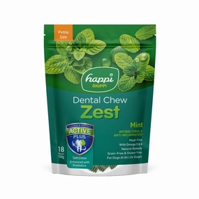 Happi Skippi Dental Chew Zest Mint Petite 150g dental dog chews,vet approved chews,teeth cleaning treats