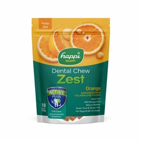 Happi Skippi Dental Chew Zest Orange Petite 150g dental dog chews,vet approved chews,teeth cleaning treats