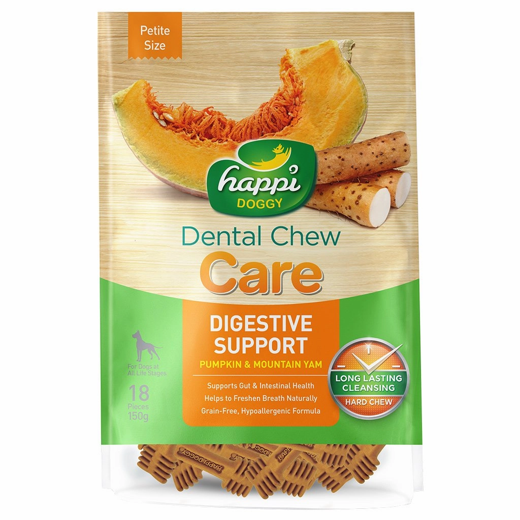 Happi Skippi (Doggy) Care Pumpkin & Mountain Yam Digestive Support Grain-Free Dental Dog Chews 150g dog dental kit,pet toothbrush,dog oral care