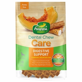 Happi Skippi (Doggy) Care Pumpkin & Mountain Yam Digestive Support Grain-Free Dental Dog Chews 150g dog dental kit,pet toothbrush,dog oral care