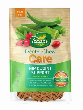 Happi Skippi (Doggy) Care Rosehip & Okra Hip & Joint Support Grain-Free Dental Dog Chews 150g dog dental snacks,dental bones for dogs,dog oral sticks