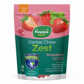 Happi Skippi (Doggy) Zest Petite Strawberry Dental Dog Chew 150g dog dental kit,pet toothbrush,dog oral care