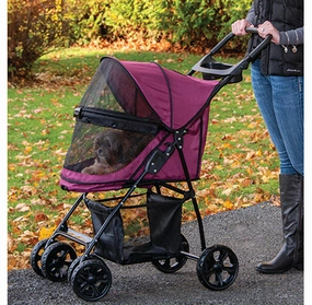 Happy Trails No Zip Lite Strollers- Raspberry dog travel crate,airline approved dog carrier,dog transport bag